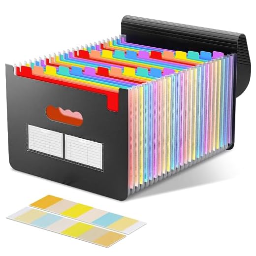 Diboniur Carpeta Clasificadora A4, Carpetas Archivadoras Expandible 25 Bolsillos, Portátil Acordeón Clasificador Documentos, Carpeta Separadores Archivador A4 para Oficina, Escuela (Negro)