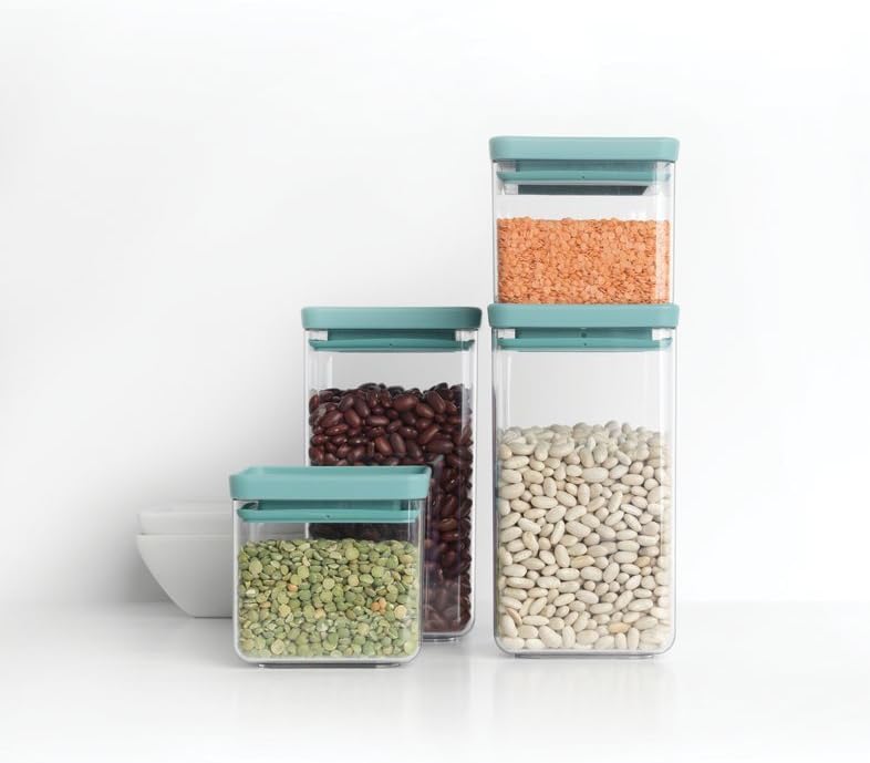 Brabantia Stackable Glass Jars, Set of 4, Mint, 4 Piece