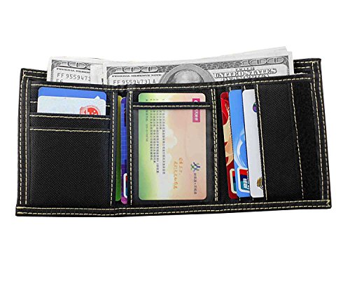 Mens Boys Trifold Casual Skull Wallet Money Purse With Jeans Pants Chain L202