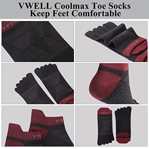 VWELL Toe Socks for Men/Women, COOLMAX Five Finger Socks, High Performance Athletic Toe Socks No Show (3Pairs)4
