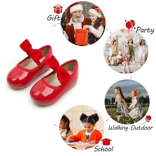 Image of PHIRAMIN Toddler Flower Girl Dress Shoes - Little Girl Mary Janes Flats Wedding