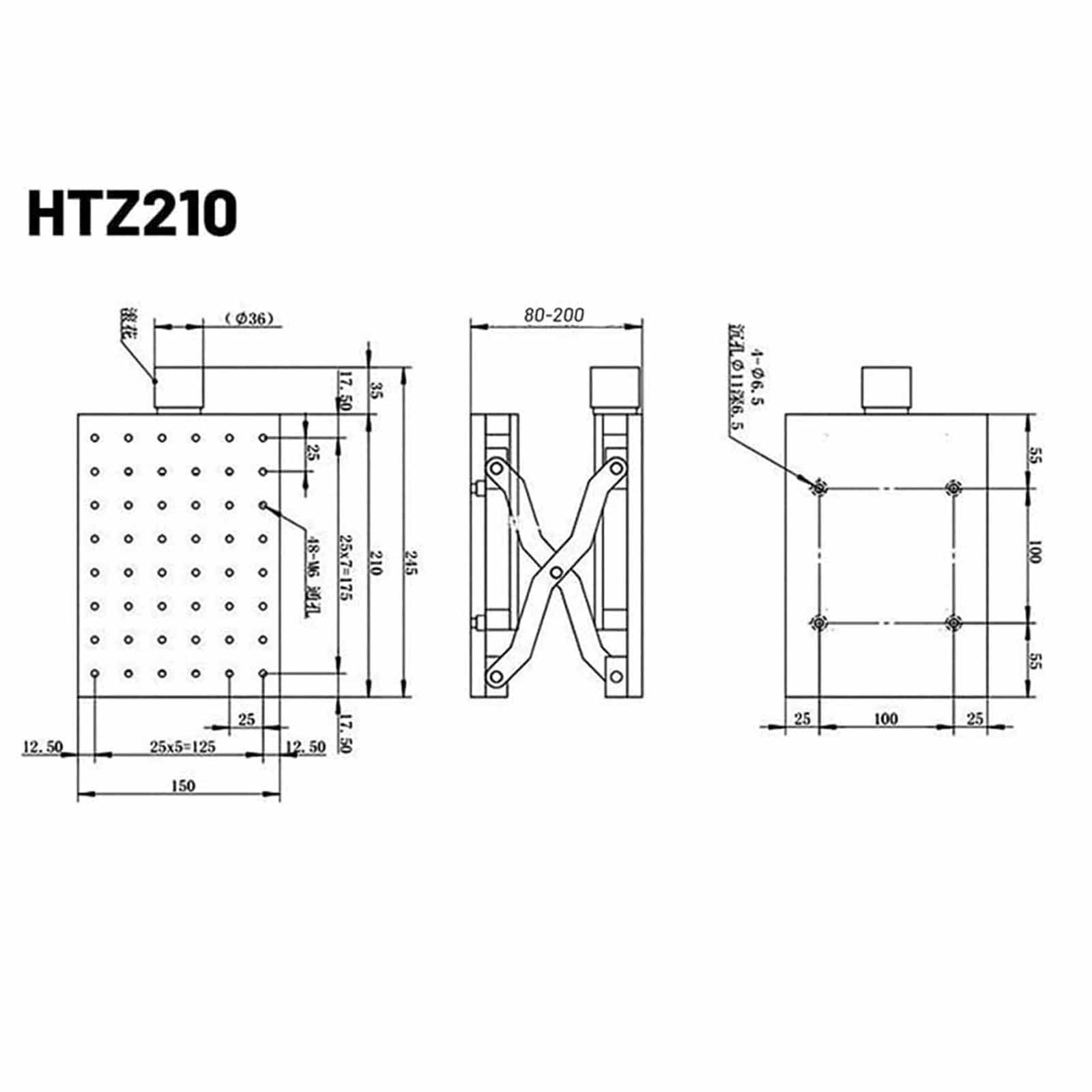120 mm Achse z Jack für Laboratorien Manueller optischer Heber Manuelle Hebeplattform Tisch Labor Manuell mit Lineal Bühne Labor