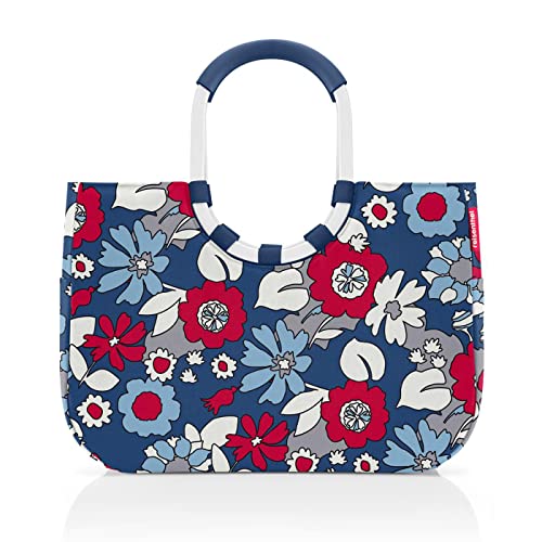 reisenthel loopshopper L Stabile Tasche mit praktischen Fächern aus recycelten PET-Flaschen Charmantes und wasserabweisendes Design, Farbe:florist indigo