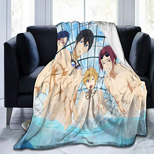 DamianSzifron Anime Casual Throw Blanket Free! Iwatobi Swim Club Flannel Blanket 80"" x60