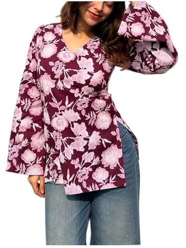 Image of ANNI Designer Cotton Short Kurti for Women | Stylish Kurti | Short Kurti Top | Casual Kurta for Women | Comfortable Cotton Kurtis for Womens