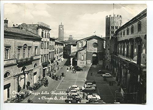 1950/60 Orvieto Piazza della Repubblica Chiesa S. Andrea TIMBRO Terni DEST. Pistoia Bottegone FG B/N VG ANIMATA auto