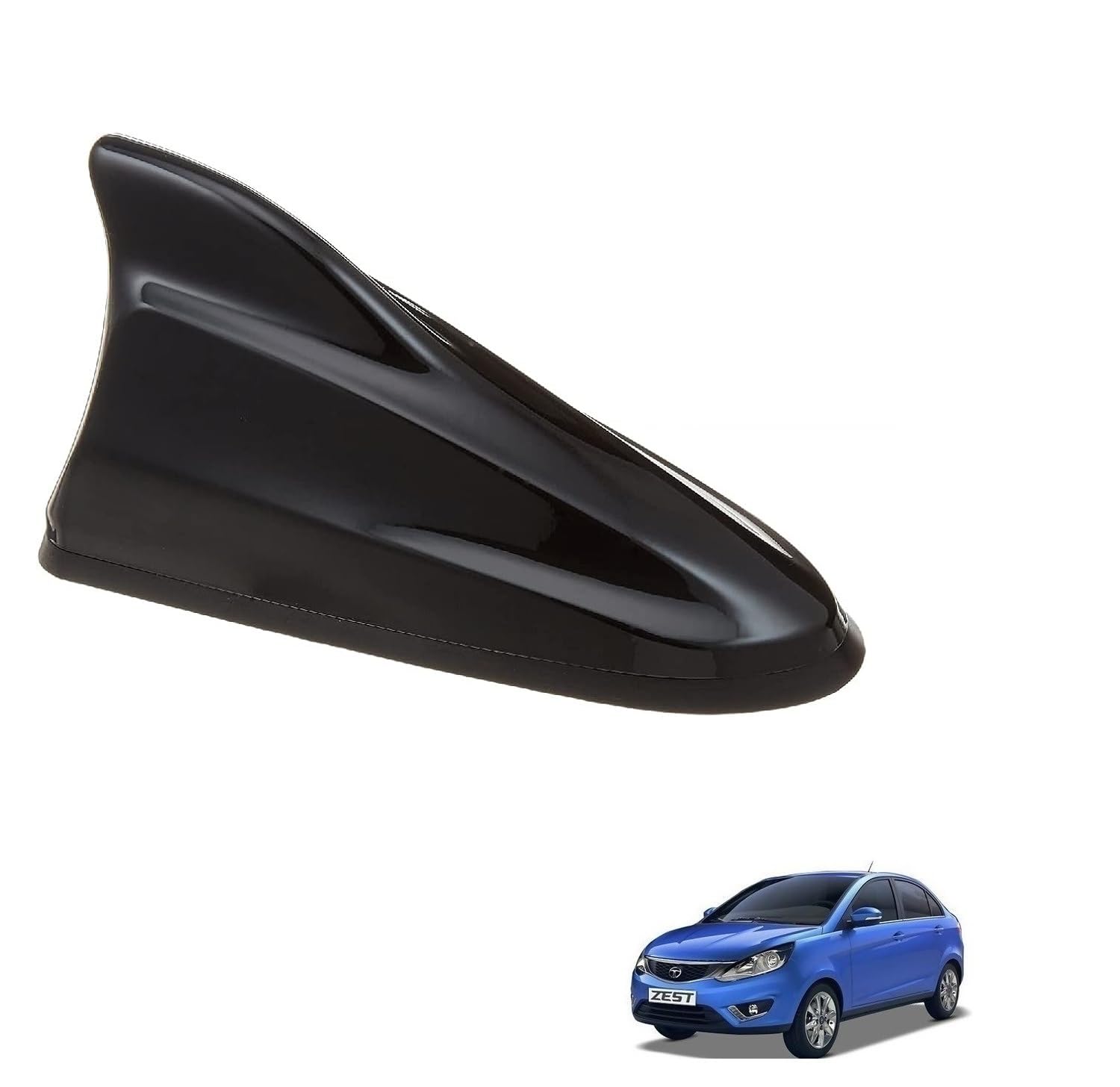 Kozdiko Car Black Shark Fin Style Roof Mount FM/AM Radio Aerial Antenna with Wiring Waterproof Signal Compatible with Tata Zest-picture-21