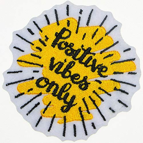 Jpt - Positive Vibes Only Good Happy Music Cute Cartoon Embroidered Applique Iron/Sew On Patches Badge Cute Logo Patch On Vest Jacket Shirt Hat Jean Clothing Bag #TOP2