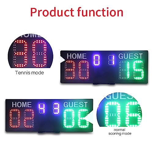 Marcador digital para pared, reloj electrónico de puntuación con control remoto, zumbido y cinco niveles ajustables de brillo, para bádminton, tenis de mesa, voleibol, fútbol, tenis y más miniatura 2