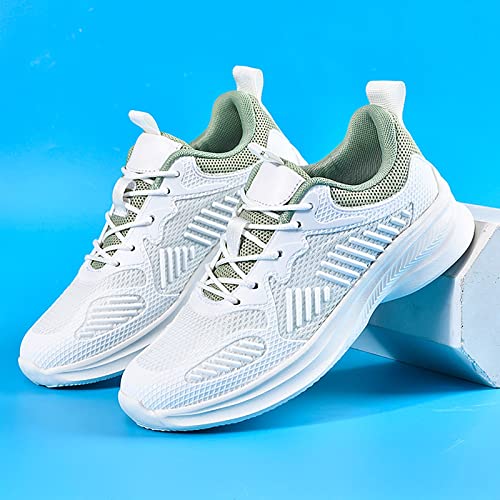 Chaussures de course à lacets pour femme légères blanches et vert running running - 5