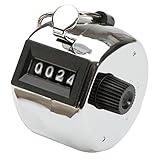 neoLab Messing Verchromt Hand-Stückzähler Economy mit Schraubplatte, Silber, Stückzählung bis 0-9999, 45mm Durchmesser