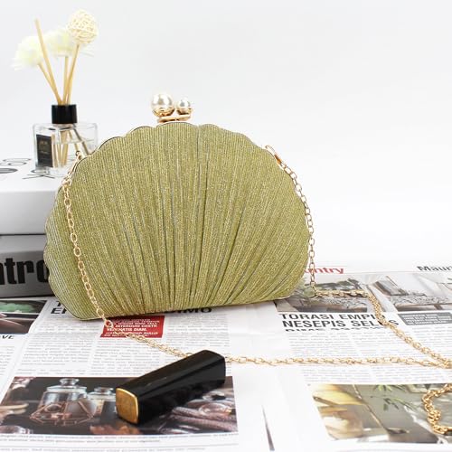 Image of Women Seashell Evening Bag Purse Mermaid Chain Strap Clutch Handbag Shoulder Bag | Seashell