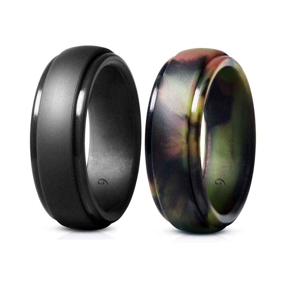 CosoweSilicone Wedding Rings for Men, Mens Rubber Silicone Wedding Bands - 5 Pack / 2 Pack