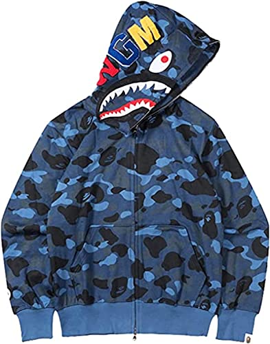 ZJZ Herren Bape Kapuzenpullover Jacke Shark Hoodie Camouflage Haikopf Partner Pullover Sweatjacke mit Reißverschluss Sportbekleidung (Color : B, Size : M) Cover