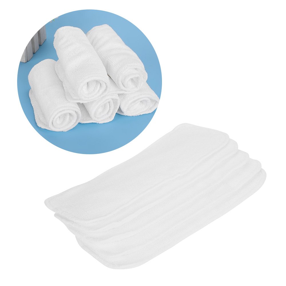 5Pcs Couche-culotte Insert Doublures de Fibre de Bambou Pour bébé Insert Doublure Nappy Réutilisable