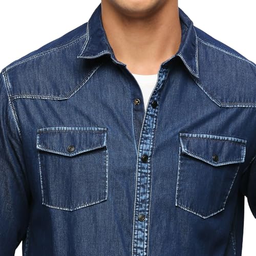 Image of Pepe Jeans Men's Cotton Solid Regular Fit Shirt