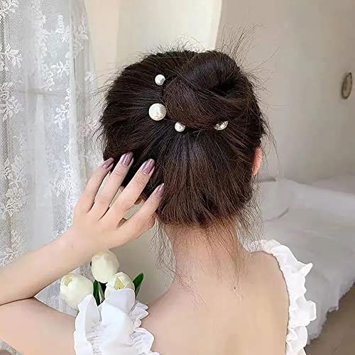 12 Pcs Black Pearl Elastic Hair Bands Scrunchie Hair Ties Ponytail Holder Hair Ropes Hair Ring Hair Accessories For Women And Girl #TOP5
