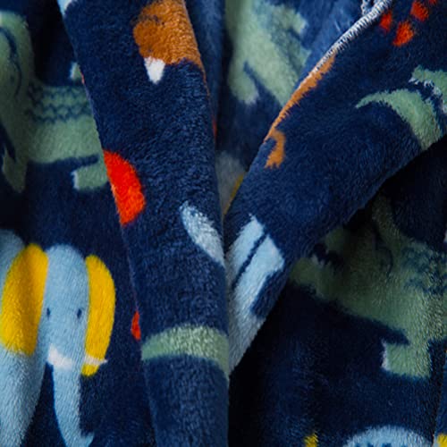 Danlaru Boys Girls Bathrobes,Toddler Kids Hooded Robes Children's Flannel Bathrobes (Navy Animal, 6 Years) #TOP3