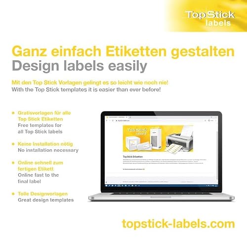 TopStick 8791 uniwersalne etykiety, 100 arkuszy, 22 x 12 mm, 160 na arkusz A4, 16000 sztuk, samoprzylepne, nadają się do zadrukowania, matowe, nieprzezroczyste naklejki samoprzylepne, białe