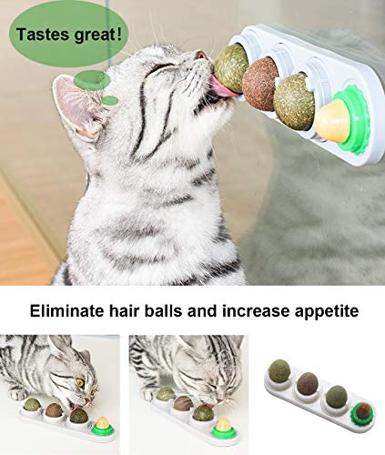 Malier Catnip Toy for Cats, Catnip Edible Balls Natural Rotatable Licking Treats Toys for Cats Kitten Kitty