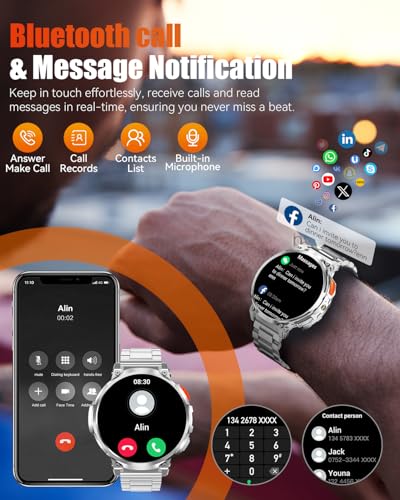 Image of Military Smart Watch for Men, 1.85 inch Big Screen, Flashlight, 930mAh Battery