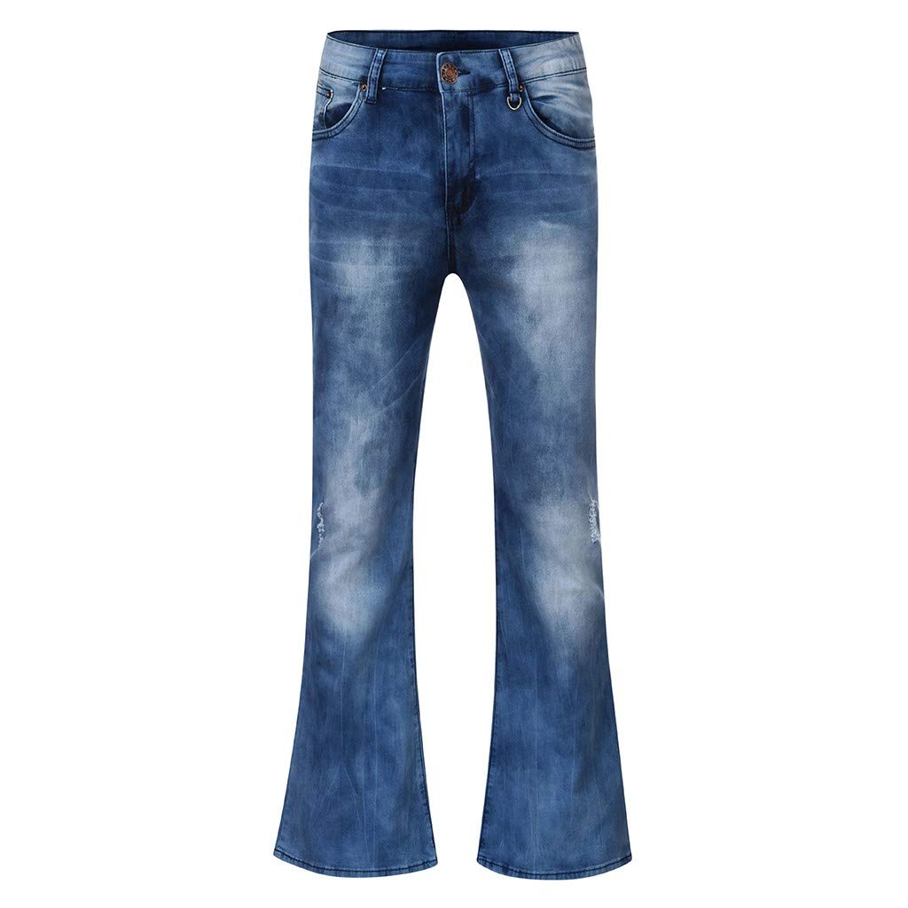 Jeans Herren hoch Schlaghosen ausgestellt Jeanshose Schlaghose mit großem Schlag Used Dunkelblaue ausgestellte Jeanshose Hose mit weitem Bein hip hop Felsen Hose