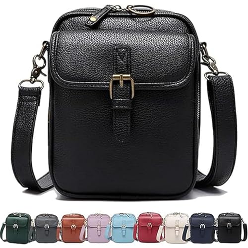 Image of Leather Crossbody Bag for Women,Anti-Theft Messenger Bag with Large Capacity,Built-in Purse Card Slots Shoulder Sling Bag