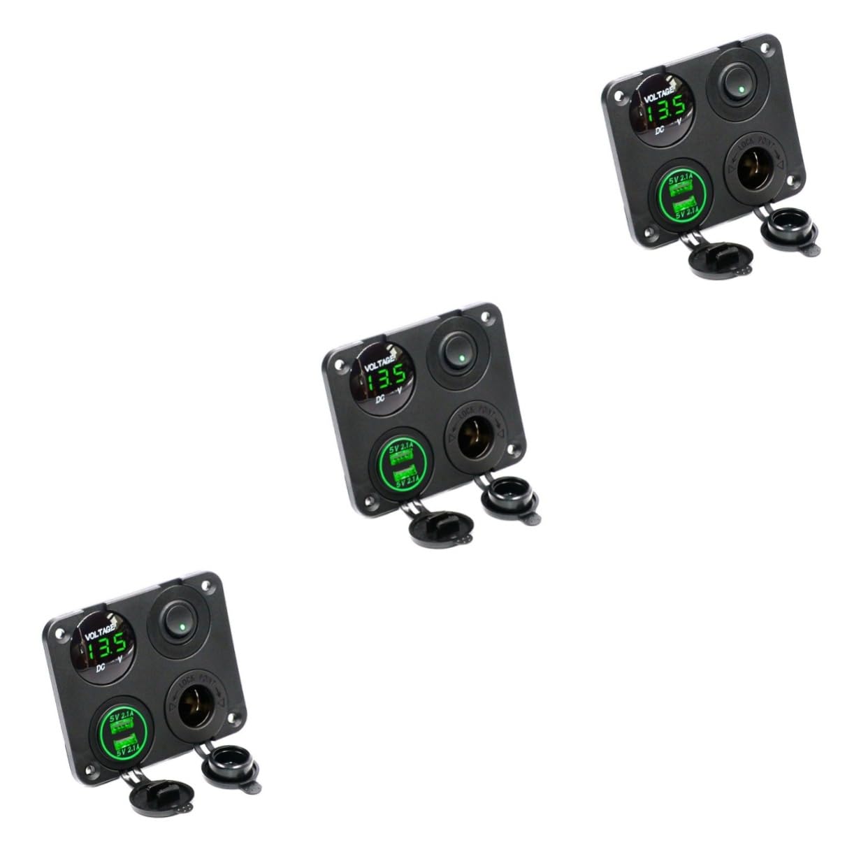 UPKOCH 3piezas Cargador Usb De Panel Voltímetro Digital y Doble Salida Interruptor Para Coche Barco y Vehículos De Luz Led Verde