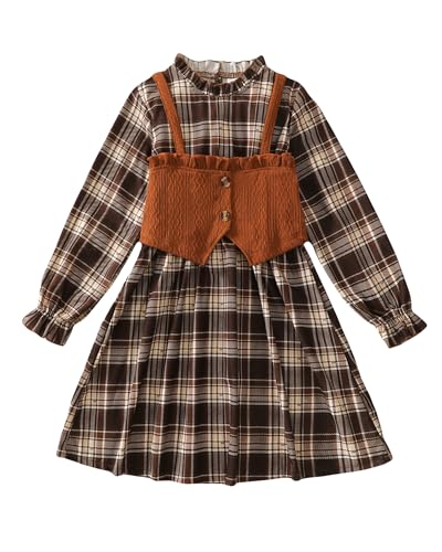 Toddler Girl Dress Fall Winter Clothes 2 Piece Outfit Long Sleeve Crew Neck Toddler Dress for Girls
