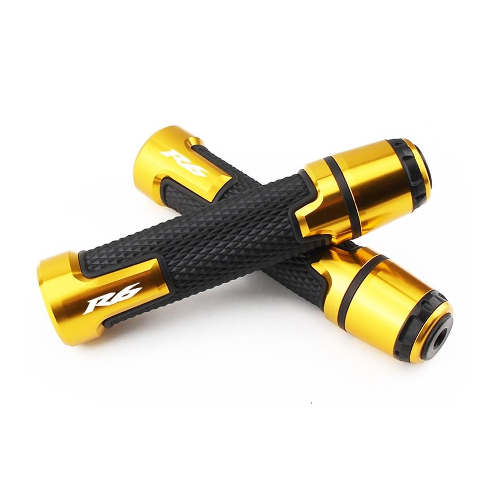 Puños de manillar para moto YZF R6 y R1 de goma antideslizante con extremos en color oro