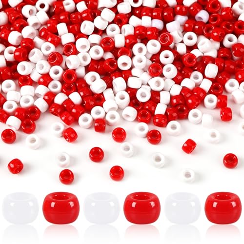 UPINS 2000Pcs Christmas Red White Pony Beads for Jewelry Making Christmas Party DIY Decoration Necklace Bracelets Accessories