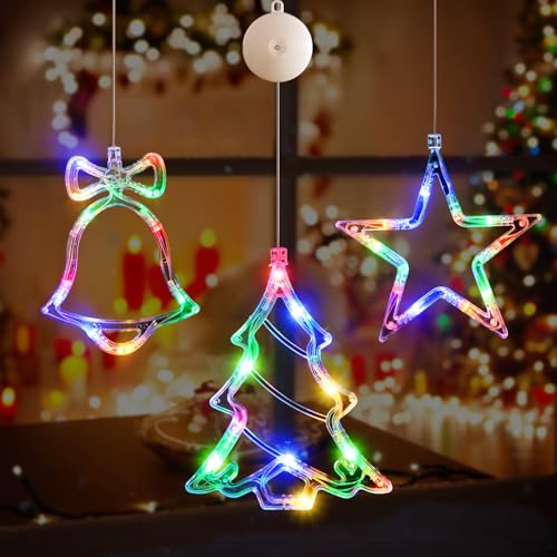 LYUBASA 3 Stück Weihnachtsbeleuchtung mit Timer, Baum Sterne Glocke...