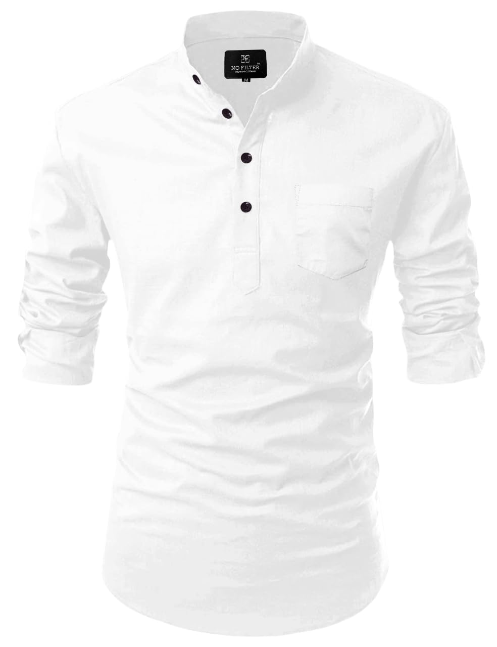 Mentific Mens Solid Straight Cotton Short Casual Kurtas