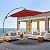JEAREY 10FT Outdoor Patio Umbrellas Large Offset Umbrella Curvy Cantilever Umbrella Heavy Duty Hanging Round Umbrella with Sandbag Base for Pool, Backyard, Market, Deck, Lawn and Garden, Red
