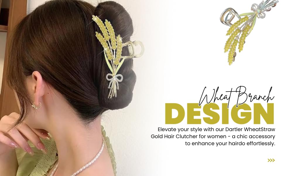 Image of Hair Clutcher For Women | Stylish Hair Claws For Girls | Handmade Alloy Metal Clips | Fashionable Girls Hair Accessories | Suitable In Various Occasions (wheatstraw gold) Pack Of 1.