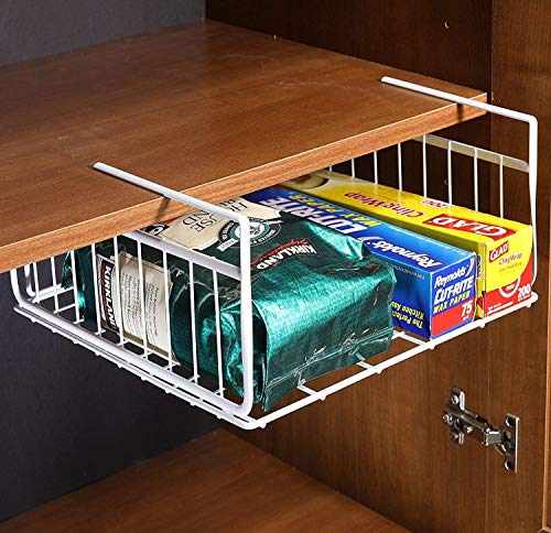 Image of Styleys Metal Under Shelf Basket Wire Rack for Extra Cabinet Storage 13.5-inch (13.5 Inch 3 Pcs White) - S11027A