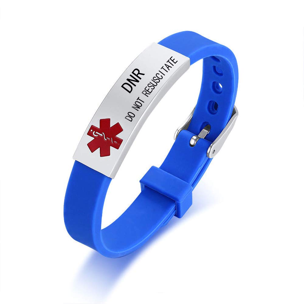 Medical Alert Customized ID Bracelet Free Custom Engraving Personalized Gift Adjustable Wristband for Men Women in Emergency First Aid