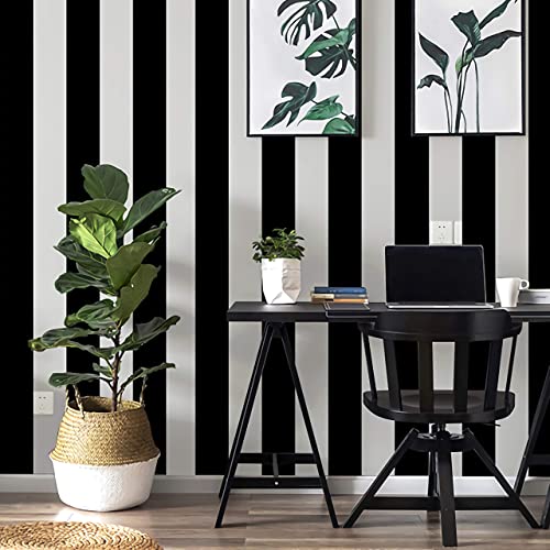 Guvana 197"X17.7" Black And White Stripe Contact Paper Peel And Stick Wallpaper Self-Adhesive Wallpaper Removable Contact Paper Modern Wallpaper For Living Room Bedroom Countertop Shelf Drawer Decor #TOP5