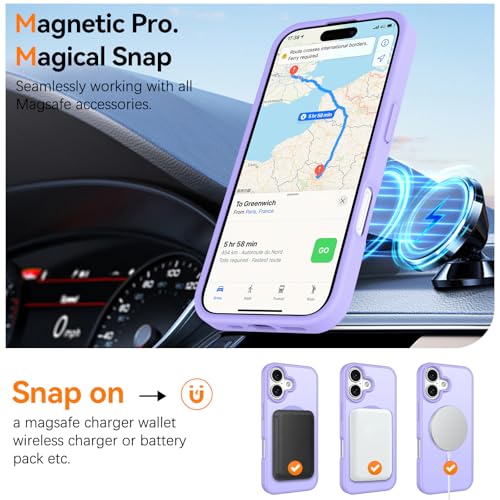 Image of BENTOBEN Magnetic for iPhone 17 Case 6.3 inch 2025, [Compatible with Magsafe] Cute Slim Matte Military Shockproof Drop Protective Bumper Girl Women Men Boy Phone Cover for iPhone 17, Lavender Purple