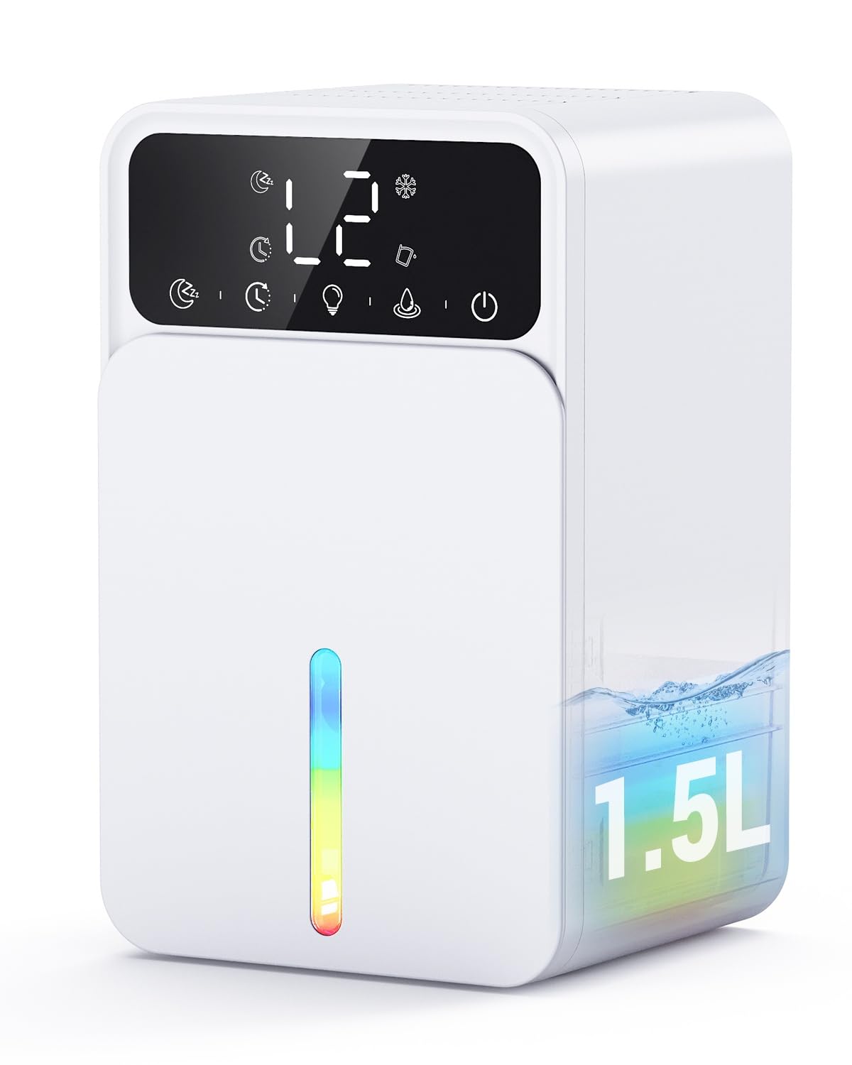 Deumidificatore Casa, 1500ml Deumidificatori Portatile, Modalità Sonno, 28dB Funzionamento Silenzioso Deumidificatore Muffa, Spegnimento Automatico, Timer 12 Ore, per Casa Bagno