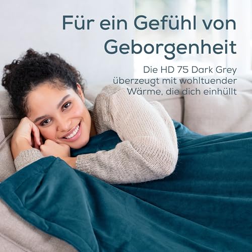 Beurer HD 75 Ocean Electric Blanket, Cuddly Soft Heat Blanket, 6 Temperature Settings, Machine Washable, with Automatic Shut-Off and Extra Safe, Teal, 180 x 130 cm - 3