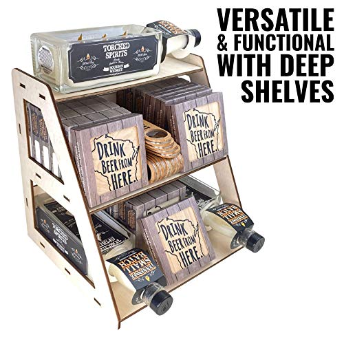 Torched 3-Tier Retail Table Display Stand with Shelves for Products - Portable | 3 Step Riser Display Rack for Retail Table Top, Counter Top, Craft Shows, Farmers Market | Showcase Display for Jewelry