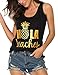 ZJP Women Casual Hola Beaches Letter Print Tanks Shirt Pineapple Print Tops Tee