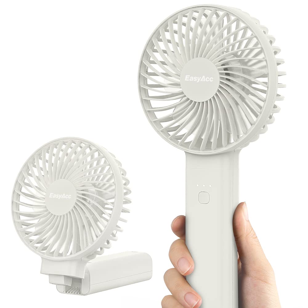 EasyAcc Handheld Fan, 17 Hour Powerful Protable Fan with Unique One Touch Power Off 4 Speeds Strong Wind USB Desk Fan Personal Cooling Fan MINI Handle for Home Office Outdoor Travel