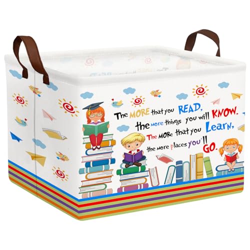 Image of Reading Book Storage Basket Organizer for Nursery, Classroom, Library, and Daycare Store Books, Clothes (Kid Learning)
