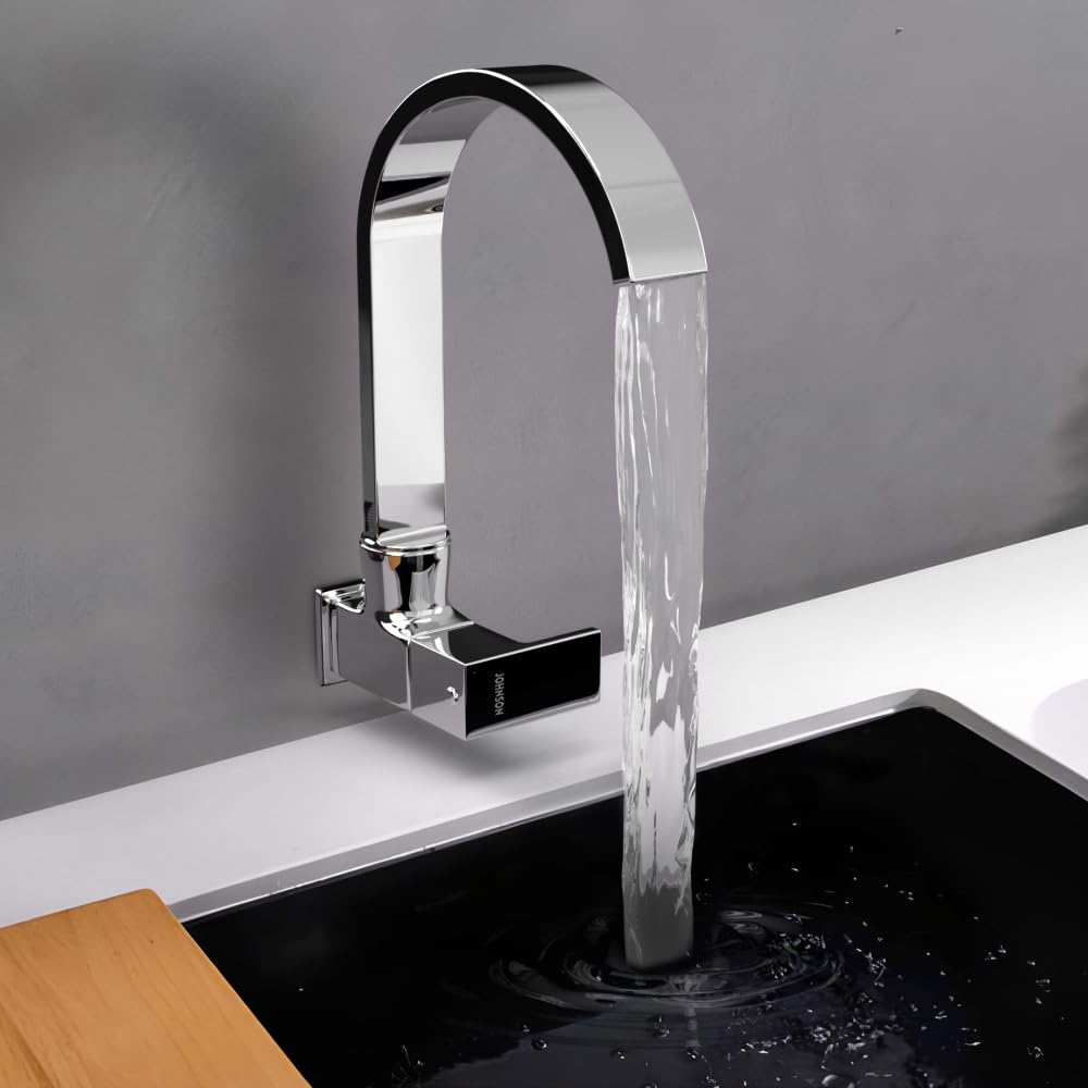 Johnson Nova Wall Mounted Brass Sink Cock | with 1 Wall Flange| Compact Sleek and Stylish| Faucet for Modern Kitchen| Cold Water only Kitchen Faucet (B0D9WMLPWM) Amazon Price History, Amazon Price Tracker