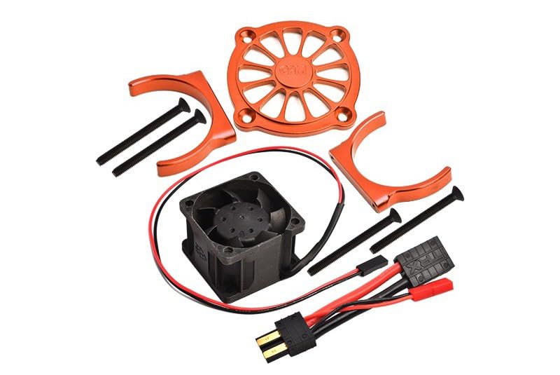 GPM for Traxxas E-Revo 2.0 VXL Brushless (86086-4) Upgrade Parts Aluminum Motor Heatsink with Cooling Fan - 1 Set Orange