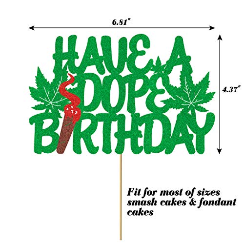 Vivicraft Have a Dope Birthday Cake Topper, Marijuana Birthday Cake Topper, Glitter Green Leaf Birthday Cake Topper for Cannabis Cake Decoration, Marijuana Party Decorations Decor (6.81’’ x 4.37’’) 2 Vivicraft Have a Dope Birthday Cake Topper, Marijuana Birthday Cake Topper, Glitter Green Leaf Birthday Cake Topper for Cannabis Cake Decoration, Marijuana Party Decorations Decor (6.81’’ x 4.37’’) - Image 3