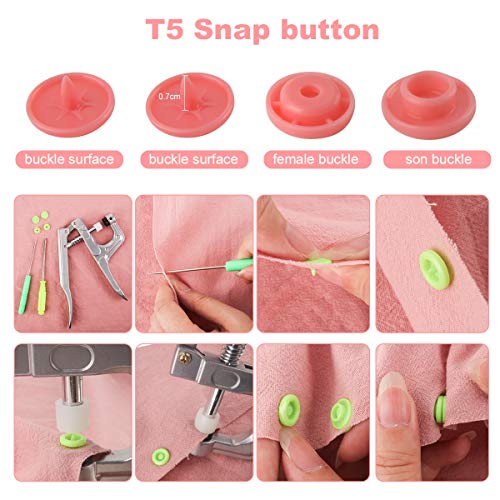 460 Sets 24Color Cenoz Snap Plastic Fasteners Button With Pliers Tool, T5 Resin Plastic Button Sewing Fasteners Punch Poppers No Sew Buttons For Cloth Craft Mama Pads #TOP5
