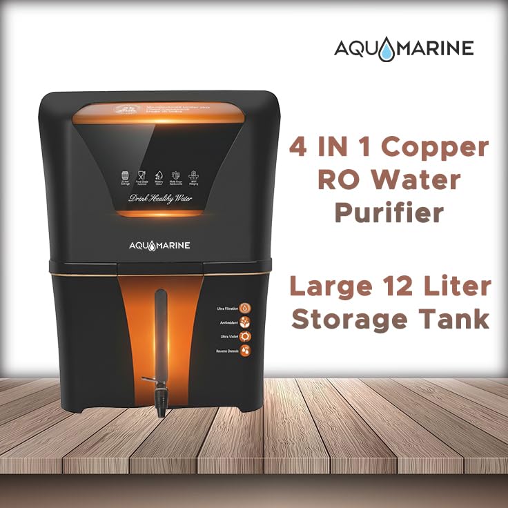 Image of Aqua Marine 4 in 1 Copper RO Water Purifier with 10 Stage Purification Filtration, UV, UF, TDS Adjuster and 12 Liter Large Storage Tank, Suitable for all type of water supply